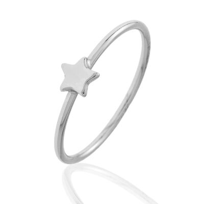 Silver ring - 1.2mm star - rhodium silver - 10