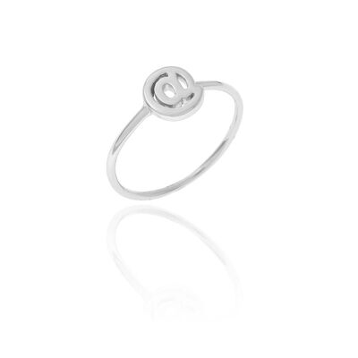 Silver ring @ - rhodium plated silver - 12