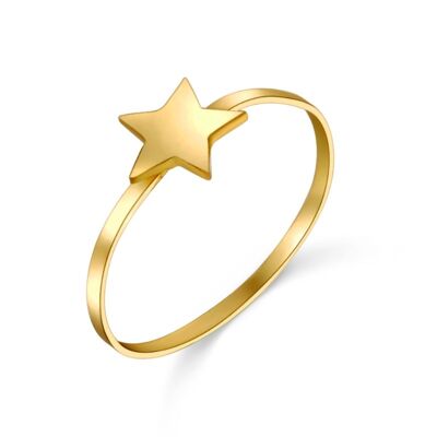 Silver ring - star 8mm - 14 - gold plated silver