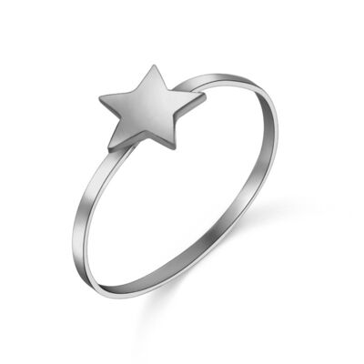 Anillo plata - estrella 8mm - plata rodiada - 10