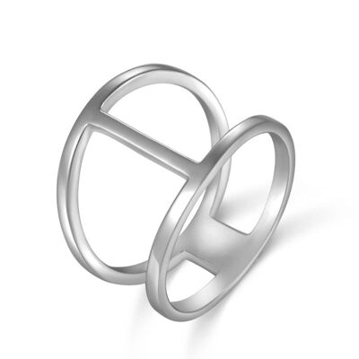 Silver ring - double - rhodium silver - 12