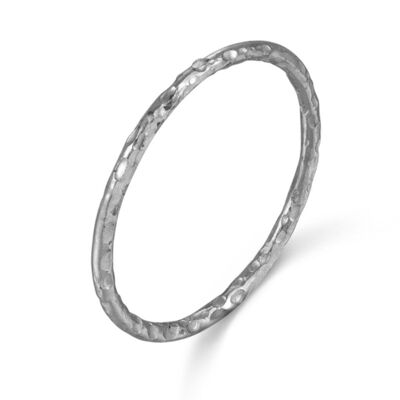 Silver ring - hammered 1mm - rhodium silver - 12
