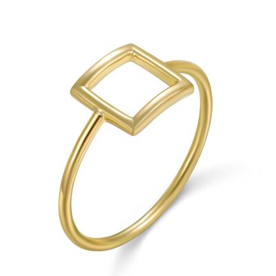 Silver ring - square - 12 - gold plated silver