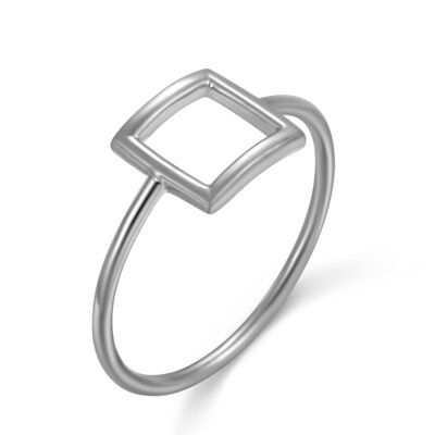 Silver ring - square - rhodium silver - 12