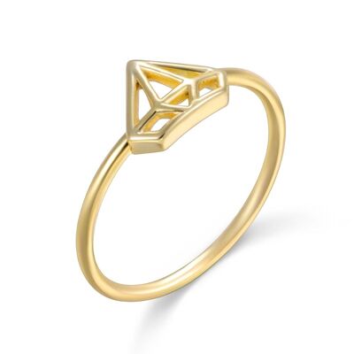 Silver ring - diamond - 12 - gold plated silver