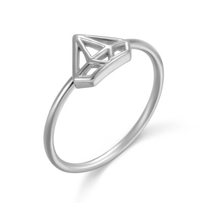 Silver ring - diamond - rhodium silver - 12
