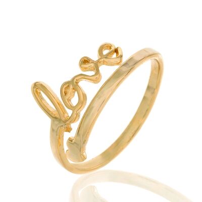 Silver ring - love - 12 - gold plated silver