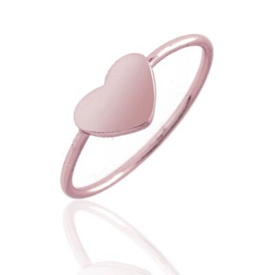 Silver ring - heart 6*8 - 12 - pink plated silver