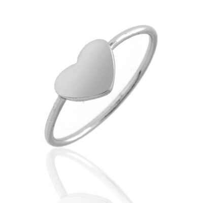 Silver ring - heart 6*8 - rhodium silver - 10