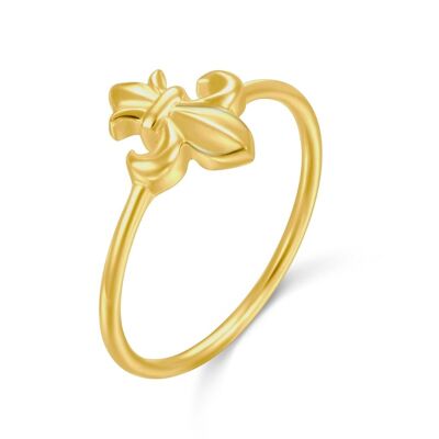 Anillo plata - flor de lis - 12 - plata chapado oro