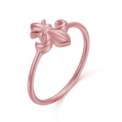 Silver ring - fleur de lis - 12 - pink plated silver