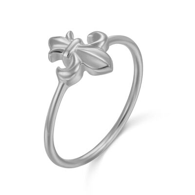 Silver ring - fleur de lis - rhodium silver - 10