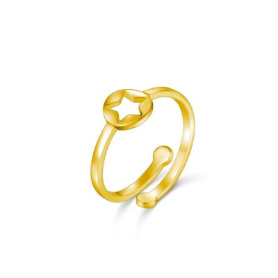 Silver ring - star - 14 - gold plated