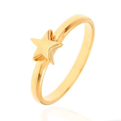 Silver ring - star 6mm - 12 - gold plated silver