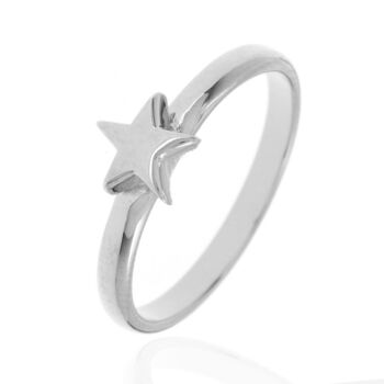 Bague en argent - étoile 6mm - argent rhodié - 10