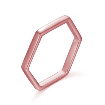 Bague en argent - hexagone - 12 - argent plaqué rose