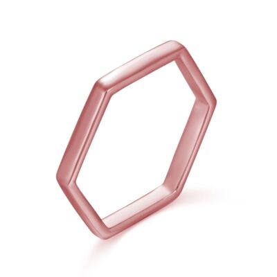 Silver ring - hexagon - 12 - rose plated silver