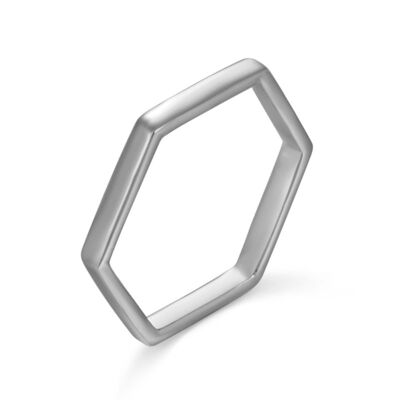 Silver ring - hexagon - gold plated silver - 10