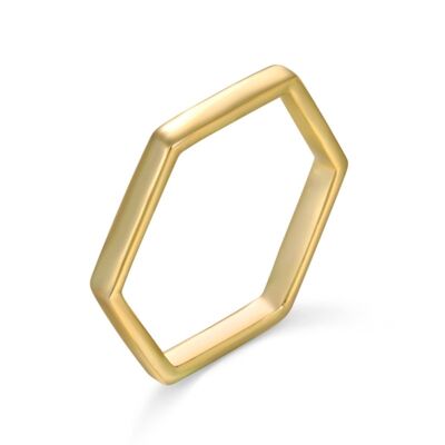 Silver ring - hexagon - rhodium silver - 10