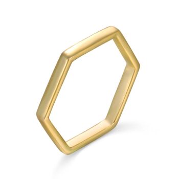 Bague en argent - hexagone - argent rhodié - 10