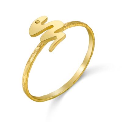 Silver ring - snake - 12 - gold plated silver