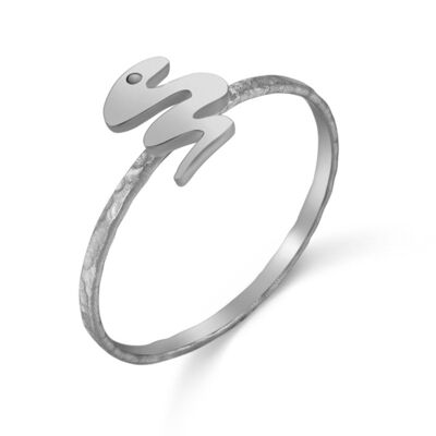 Bague en argent - serpent - argent rhodié - 16