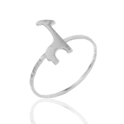 Silver ring - giraffe - 12 - rhodium silver