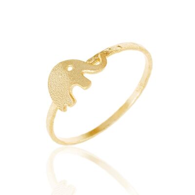 Silver ring - elephant - 12 - gold plated silver