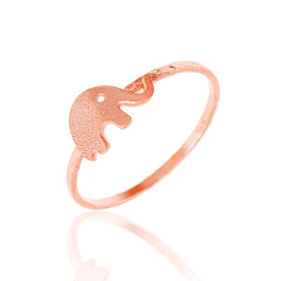 Silver ring - elephant - 12 - rose plated silver