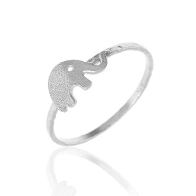 Silver ring - elephant - 12 - rhodium silver