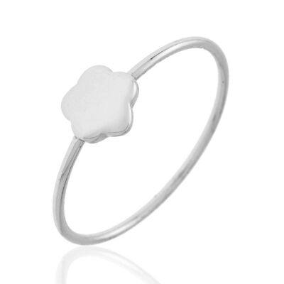 Silver ring - flower - 12 - rhodium silver