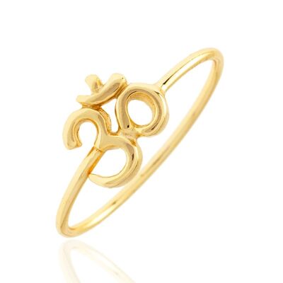 Silver ring - om - 10 - gold plated silver