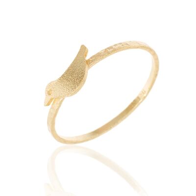 Silver ring - bird - 12 - gold plated silver