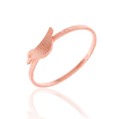 Anillo plata - pajaro - 12 - plata chapado rosa