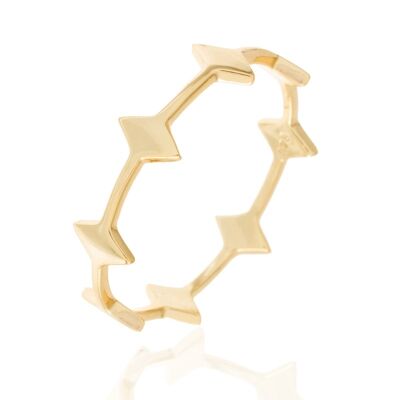 Silver ring - rhombus - gold plated silver - 10
