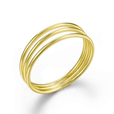 Silver ring - triple - gold plated silver - 10