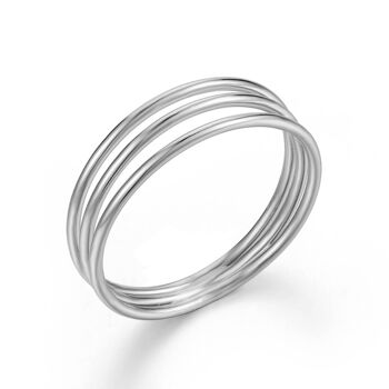 Bague en argent - triple - argent rhodié - 16