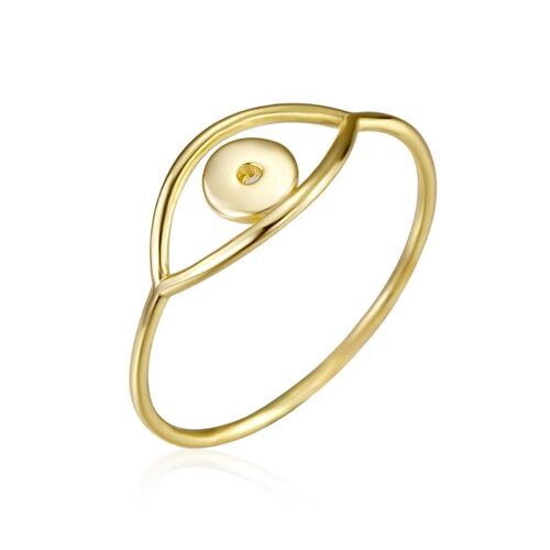 Anillo plata - ojo - plata chapado oro- 10