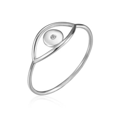 Silver ring - eye - rhodium silver - 12