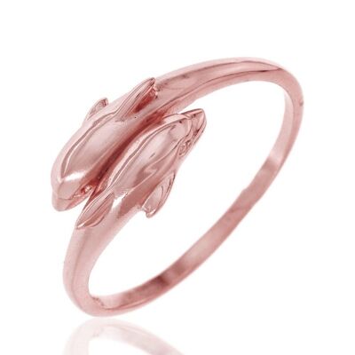 Silver ring - dolphin - rose plated silver - 12