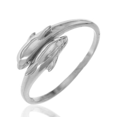 Silver ring - dolphin - rhodium silver - 10