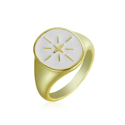 Silver ring - enamel - gold plated silver - 10