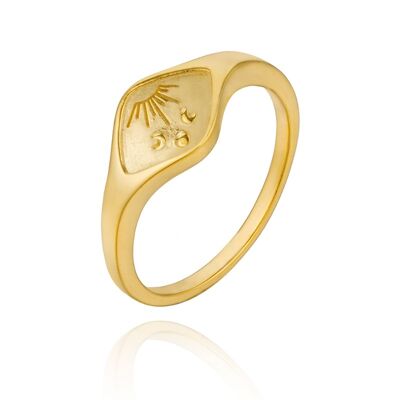 Silver ring - sun - gold plated silver - 14