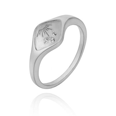 Silver ring - sun - rhodium plated silver - 12