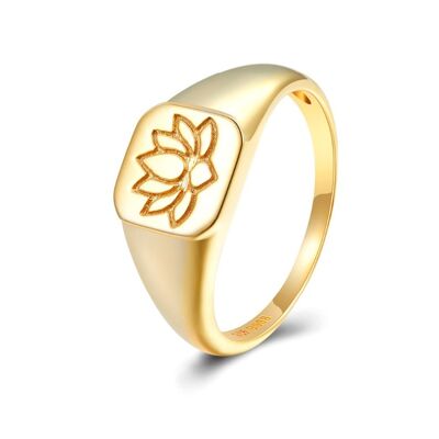 Silver ring - lotus - gold plated silver- 12