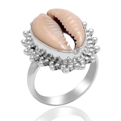 Silver ring - shell - silver - 12