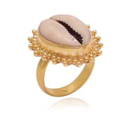 Silver ring - shell - gold plated silver - 12