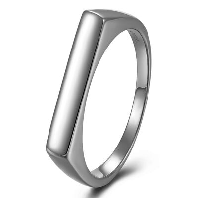 Bague en argent - plaque - argent rhodié - 10