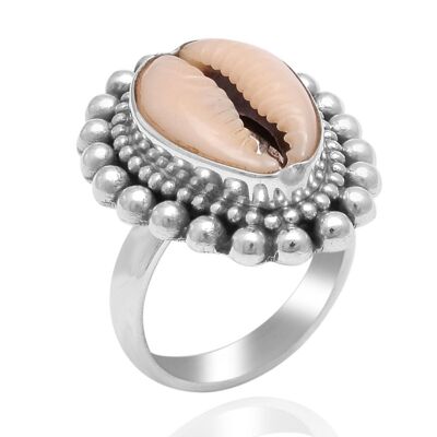 Silver ring - shell - silver - 12 -