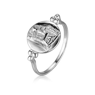 Silver ring - coin - rhodium silver - 10